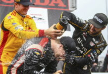 Ньюгарден выиграл дождевую гонку в Алабаме Ryan Hunter-Reay, Josef Newgarden, James Hinchcliffe