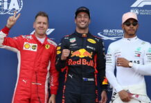 Daniel Ricciardo, Sebastian Vettel, Lewis Hamilton