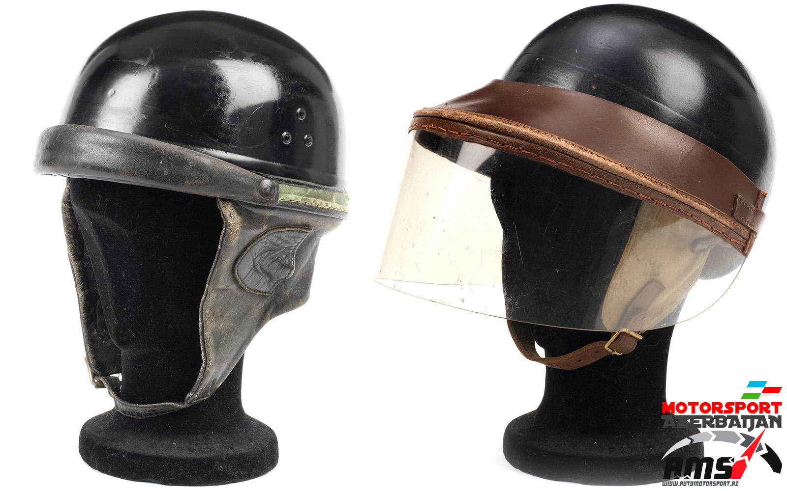 Juan Manual Fangio, Mike Hawthorn, helmet, Bonhams