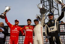 Команда Скандинавии выиграла Кубок Наций Winners Tom Kristensen (DNK) and Johan Kristoffersson (SWE) of Team Nordic celebrate on the podium with runners up Sebastian Vettel (GER) and Mick Schumacher (GER) of Team Germany during the ROC Nations Cup on Saturday 19 January 2019 at Foro Sol, Mexico City, Mexico.