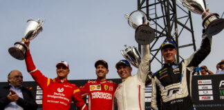 Winners Tom Kristensen (DNK) and Johan Kristoffersson (SWE) of Team Nordic celebrate on the podium with runners up Sebastian Vettel (GER) and Mick Schumacher (GER) of Team Germany during the ROC Nations Cup on Saturday 19 January 2019 at Foro Sol, Mexico City, Mexico.