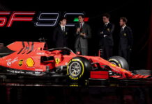 Лео Туррини о презентации новой машины Ferrari Charles Leclerc, John Elkann, Mattia Binotto, Sebastian Vettel