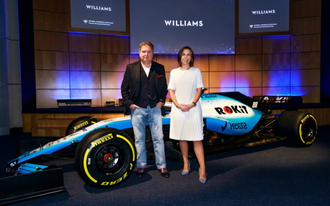 Jonathan Kendrick, ROKiT founder, and Claire Williams, Deputy Team Principal of ROKiT Williams Racing