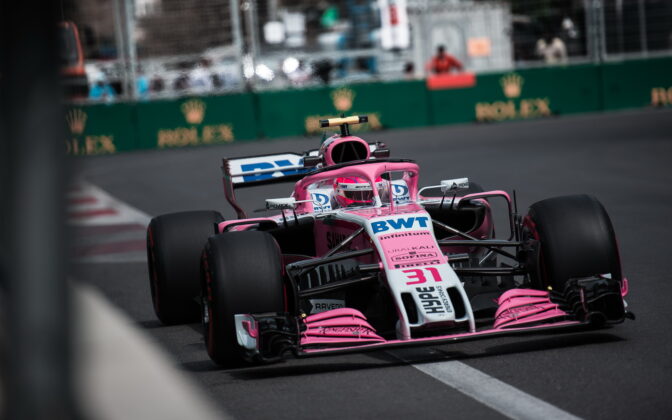 Esteban Ocon (FRA) Force India F1 Team. 27.04.2018. Formula 1 World Championship, Rd 4, Azerbaijan Grand Prix, Baku Street Circuit, Azerbaijan, Practice Day. - www.automotorsport.az, EMail: info@automotorsport.az - copy of publication required for printed pictures. Every used picture is fee-liable. © Copyright: automotorsport.az