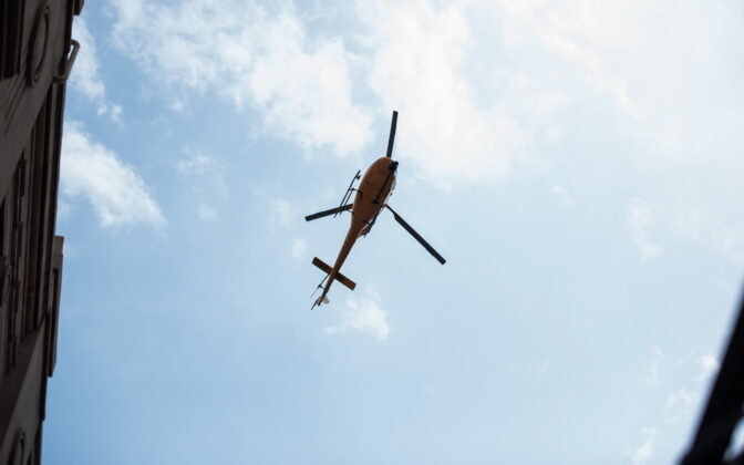 Helicopter. 28.04.2018. Formula 1 World Championship, Rd 4, Azerbaijan Grand Prix, Baku Street Circuit, Azerbaijan, Qualifying Day. - www.automotorsport.az, EMail: info@automotorsport.az - copy of publication required for printed pictures. Every used picture is fee-liable. © Copyright: automotorsport.az