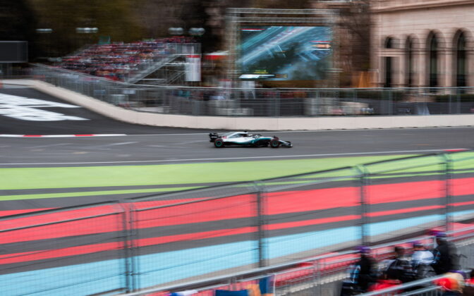 Lewis Hamilton (GBR) Mercedes AMG Petronas Motorsport. 29.04.2018. Formula 1 World Championship, Rd 4, Azerbaijan Grand Prix, Baku Street Circuit, Azerbaijan, Race Day. - www.automotorsport.az, EMail: info@automotorsport.az - copy of publication required for printed pictures. Every used picture is fee-liable. © Copyright: automotorsport.az