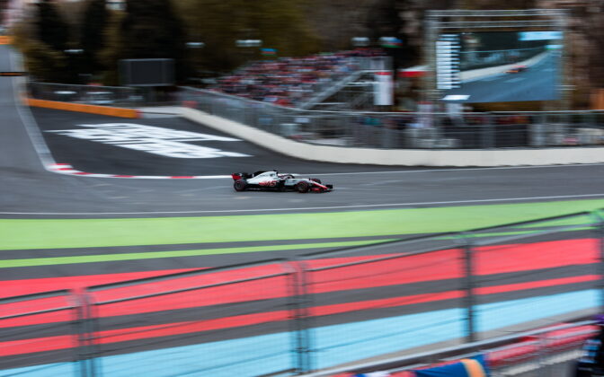 Romain Grosjean (FRA) Haas F1 Team. 29.04.2018. Formula 1 World Championship, Rd 4, Azerbaijan Grand Prix, Baku Street Circuit, Azerbaijan, Race Day. - www.automotorsport.az, EMail: info@automotorsport.az - copy of publication required for printed pictures. Every used picture is fee-liable. © Copyright: automotorsport.az