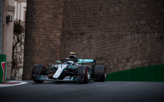 Valtteri Bottas (FIN) Mercedes AMG Petronas Motorposrt. 29.04.2018. Formula 1 World Championship, Rd 4, Azerbaijan Grand Prix, Baku Street Circuit, Azerbaijan, Race Day. - www.automotorsport.az, EMail: info@automotorsport.az - copy of publication required for printed pictures. Every used picture is fee-liable. © Copyright: automotorsport.az