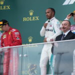 1st place for Lewis Hamilton (GBR) Mercedes AMG Petronas Motorsport, 2nd place for Kimi Raikkonen (FIN) Scuderia Ferrari and 3rd place for Sergio Perez (MEX) Force India F1 Team. 29.04.2018. Formula 1 World Championship, Rd 4, Azerbaijan Grand Prix, Baku Street Circuit, Azerbaijan, Race Day. - www.automotorsport.az, EMail: info@automotorsport.az - copy of publication required for printed pictures. Every used picture is fee-liable. © Copyright: automotorsport.az