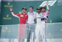 ГАЛЕРЕЯ: 29.04.2018, Воскресенье, День гонки, Баку, Азербайджан 1st place for Lewis Hamilton (GBR) Mercedes AMG Petronas Motorsport, 2nd place for Kimi Raikkonen (FIN) Scuderia Ferrari and 3rd place for Sergio Perez (MEX) Force India F1 Team. 29.04.2018. Formula 1 World Championship, Rd 4, Azerbaijan Grand Prix, Baku Street Circuit, Azerbaijan, Race Day. - www.automotorsport.az, EMail: info@automotorsport.az - copy of publication required for printed pictures. Every used picture is fee-liable. © Copyright: automotorsport.az