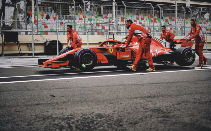 Scuderia Ferrari, starting grid. 29.04.2018. Formula 1 World Championship, Rd 4, Azerbaijan Grand Prix, Baku Street Circuit, Azerbaijan, Race Day. - www.automotorsport.az, EMail: info@automotorsport.az - copy of publication required for printed pictures. Every used picture is fee-liable. © Copyright: automotorsport.az