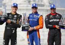 Диксон выиграл воскресную гонку в Детройте Marcus Ericsson, Scott Dixon, Will Power