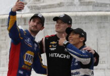 Ньюгарден выиграл субботнюю гонку в Детройте и вышел в лидеры сезона Alexander Rossi, Josef Newgarden, Takuma Sato