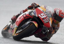 Маркес показал лучшее время на мокрой трассе в третьей тренировке Marc Marquez