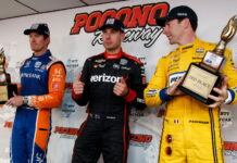 Гонка в Поконо началась с завала на старте и завершилась первой в сезоне победой Пауэра Scott Dixon, Will Power, Simon Pagenaud