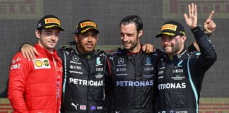 Charles Leclerc, Lewis Hamilton, Valtteri Bottas