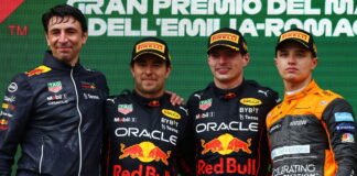 Sergio Perez, Max Verstappen, Lando Norris