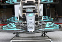 В Mercedes привезли новые антикрылья в Майами Mercedes front wing