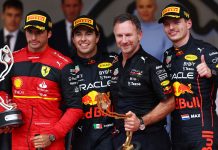Монако-2022: Перес выиграл укороченную дождевую гонку Carlos Sainz, Sergio Perez, Max Verstappen