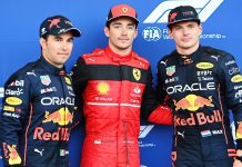 Sergio Perez, Charles Leclerc, Max Verstappen