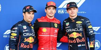 Sergio Perez, Charles Leclerc, Max Verstappen