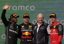 Lewis Hamilton, Max Verstappen, Helmut Marko, Charles Leclerc