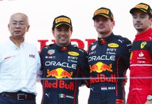 Япония-2022: Ферстаппен выиграл гонку и титул Sergio Perez, Max Verstappen, Charles Leclerc