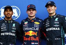 Lewis Hamilton, Max Verstappen, George Russell