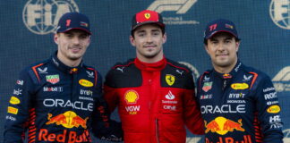 Max Verstappen, Charles Leclerc, Sergio Perez