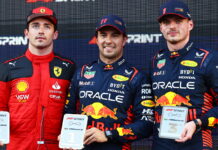 Азербайджан-2023: Перес обогнал Леклера и выиграл спринт Charles Leclerc, Sergio Perez, Max Verstappen