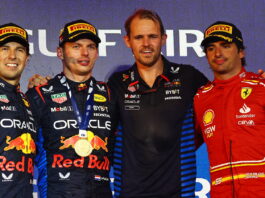 Sergio Perez, Max Verstappen, Tom Hart, Carlos Sainz