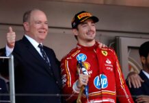 Мартин Брандл об итогах Гран При Монако Prince Albert II of Monaco on the podium with Charles Leclerc