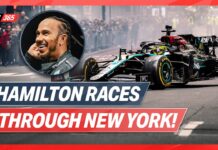 Льюис Хэмилтон на улицах Нью Йорка
