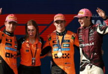 Майами-2025: Оскар Пиастри одержал третью победу подряд Lando Norris, Oscar Piastri, George Russell