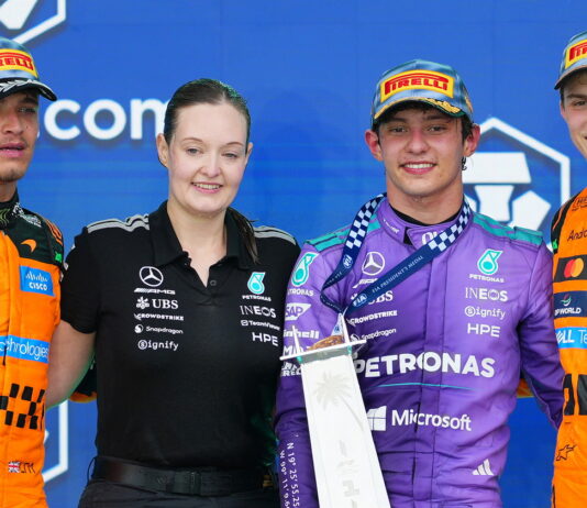 Майами-2026: Кими Антонелли одержал третью победу подряд Lando Norris, Amy Walker, Andrea Kimi Antonelli, Oscar Piastri