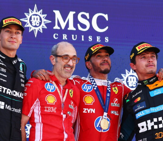 Барселона-2026: Хэмилтон одержал первую победу в Ferrari George Russell, Carlo Santi, Lewis Hamilton, Lando Norris