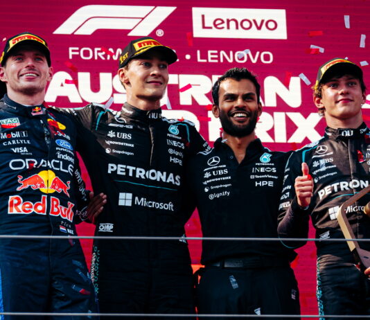 Австрия-2026: Расселл выиграл вторую гонку в сезоне Max Verstappen, George Russell, Andrea Kimi Antonelli