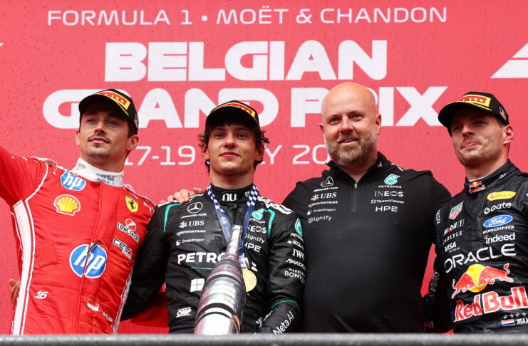 Бельгия-2026: Кими Антонелли одержал шестую победу в сезоне Charles Leclerc, Andrea Kimi Antonelli, Tom Batch, Max Verstappen
