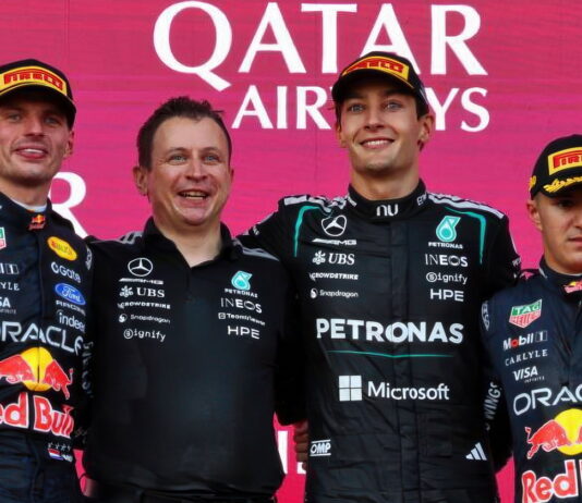 Азербайджан-2026: Джордж Расселл одержал победу с Большим шлемом Max Verstappen, Chris Nelson, George Russell, Isack Hadjar
