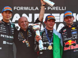 Италия-2026: Антонелли одержал победу стартовав 19-м Max Verstappen, Andrea Kimi Antonelli, George Russell