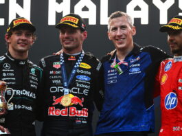 Бахрейн-2026: Ферстаппен одержал первую победу в сезоне Andrea Kimi Antonelli, Max Verstappen, Lewis Hamilton