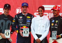Сингапур-2026: Ферстаппен выиграл 14-й спринт в карьере Charles Leclerc, Max Verstappen, Veronica Shanti Pereira, Lewis Hamilton