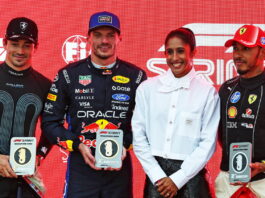 Сингапур-2026: Ферстаппен выиграл 14-й спринт в карьере Charles Leclerc, Max Verstappen, Veronica Shanti Pereira, Lewis Hamilton